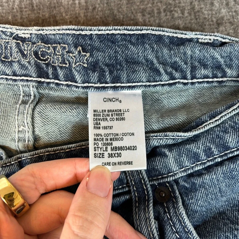 Cinch Mens Silver Label Straight Leg‎ Jeans Blue Hemmed 38x30 Fits 39x27 Western